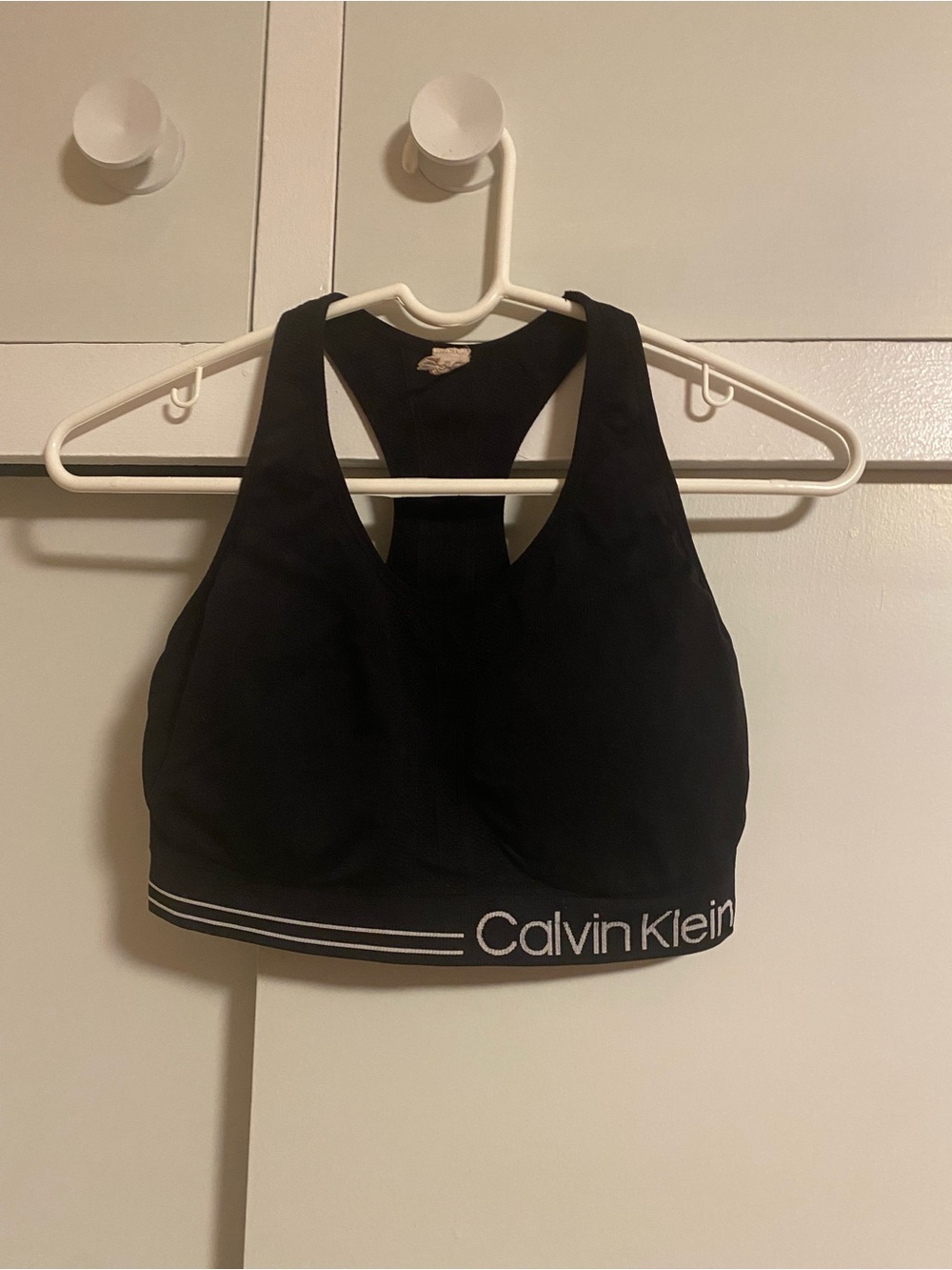 Calvin Klein Black Racerback Sports Bralette with Logo Band